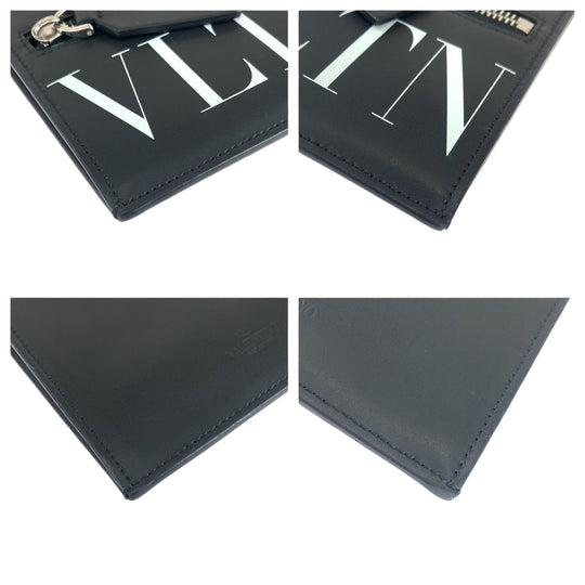 VALENTINO Shoulder Bag UY2P0Q83LVN leather Black White SilverMetal Shoulder Bag pochette VLTN logo mens Used Authentic