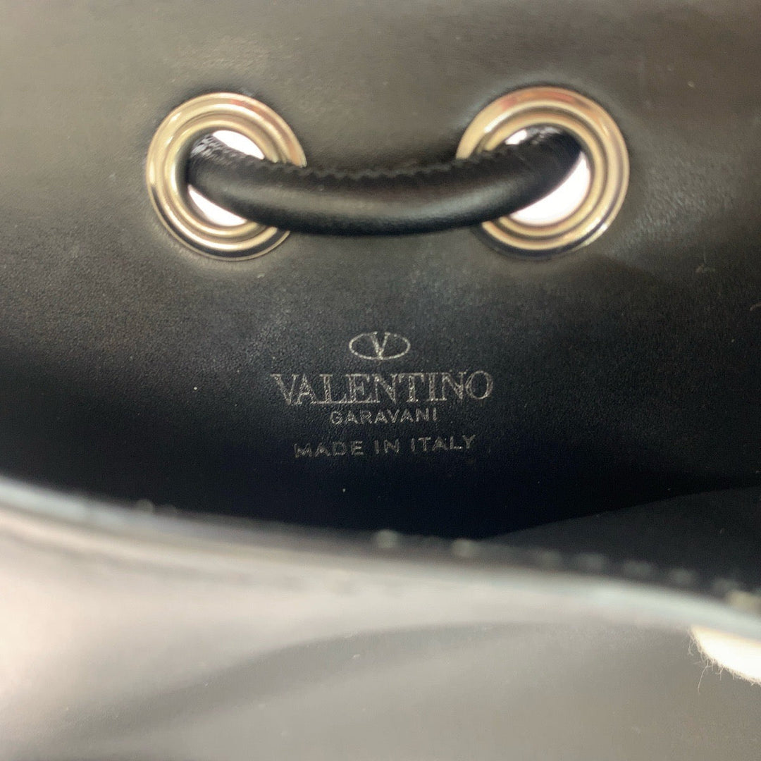 VALENTINO Shoulder Bag UY2P0Q83LVN leather Black White SilverMetal Shoulder Bag pochette VLTN logo mens Used Authentic