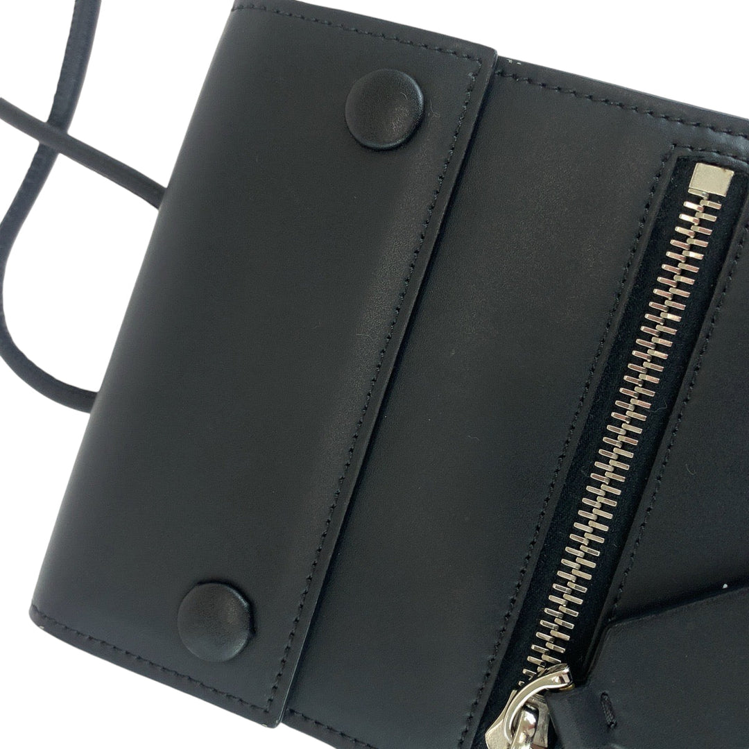 VALENTINO Shoulder Bag UY2P0Q83LVN leather Black White SilverMetal Shoulder Bag pochette VLTN logo mens Used Authentic