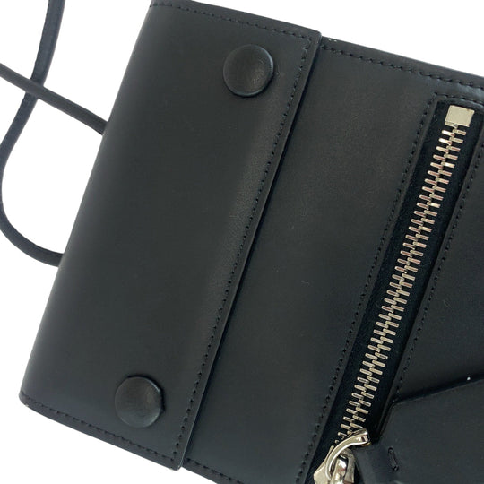 VALENTINO Shoulder Bag UY2P0Q83LVN leather Black White SilverMetal Shoulder Bag pochette VLTN logo mens Used Authentic