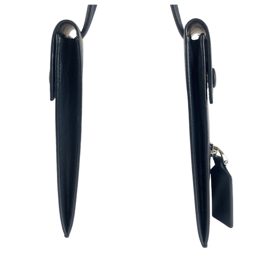 VALENTINO Shoulder Bag UY2P0Q83LVN leather Black White SilverMetal Shoulder Bag pochette VLTN logo mens Used Authentic