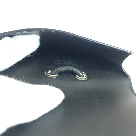 VALENTINO Shoulder Bag UY2P0Q83LVN leather Black White SilverMetal Shoulder Bag pochette VLTN logo mens Used Authentic