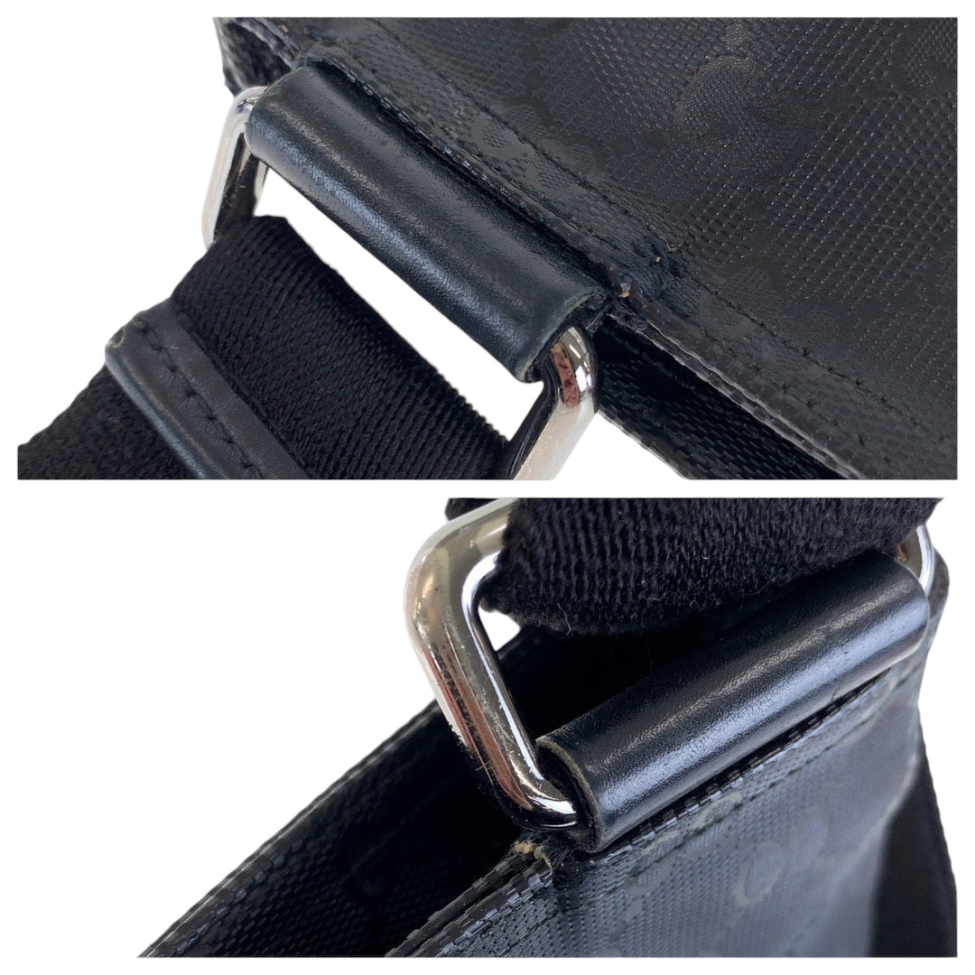 GUCCI Shoulder Bag 201446 PVC Black SilverMetal Shoulder Bag Messenger bag GG implementation mens Used Authentic