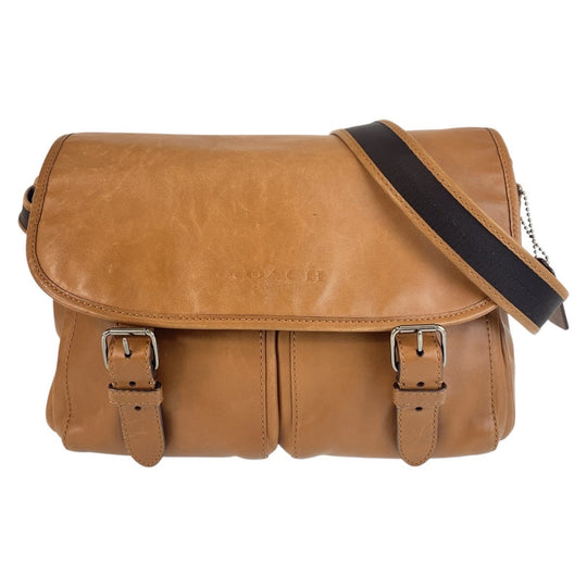 COACH Shoulder Bag 1493 leather Brown Silver Metal Shoulder Bag Messenger bag mens Used Authentic