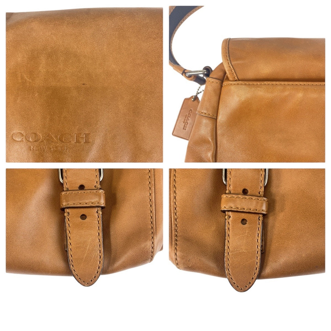 COACH Shoulder Bag 1493 leather Brown Silver Metal Shoulder Bag Messenger bag mens Used Authentic