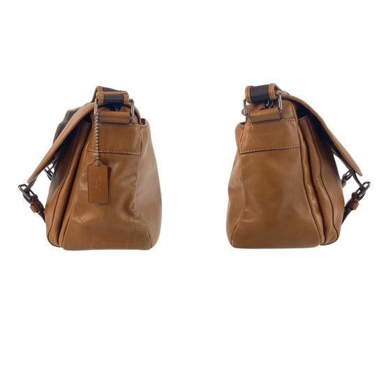 COACH Shoulder Bag 1493 leather Brown Silver Metal Shoulder Bag Messenger bag mens Used Authentic