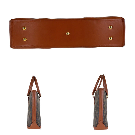 LOUIS VUITTON Tote Bag M42420 PVC, Leather Brown Gold Metal Tote Bag Shoulder Bag Unisex Monogram Weekend GM Women Used Authentic