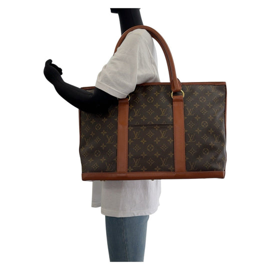 LOUIS VUITTON Tote Bag M42420 PVC, Leather Brown Gold Metal Tote Bag Shoulder Bag Unisex Monogram Weekend GM Women Used Authentic