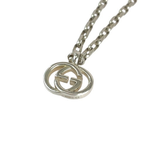 GUCCI Necklace 147749 SV925 Silver Necklace Pendant Interlocking mens Used Authentic