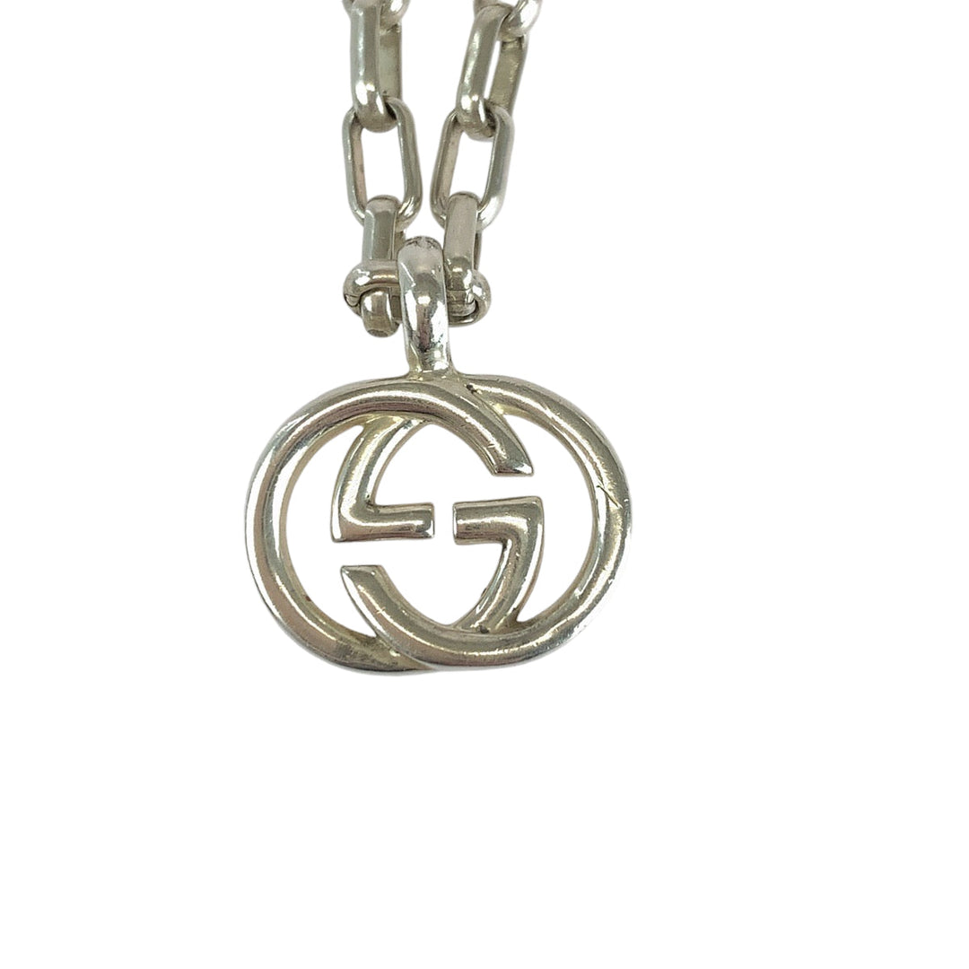 GUCCI Necklace 147749 SV925 Silver Necklace Pendant Interlocking mens Used Authentic