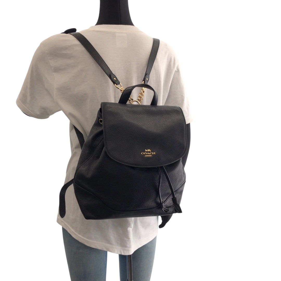 COACH Backpack F72645 leather black Backpack Backpack logo Women Used Authentic