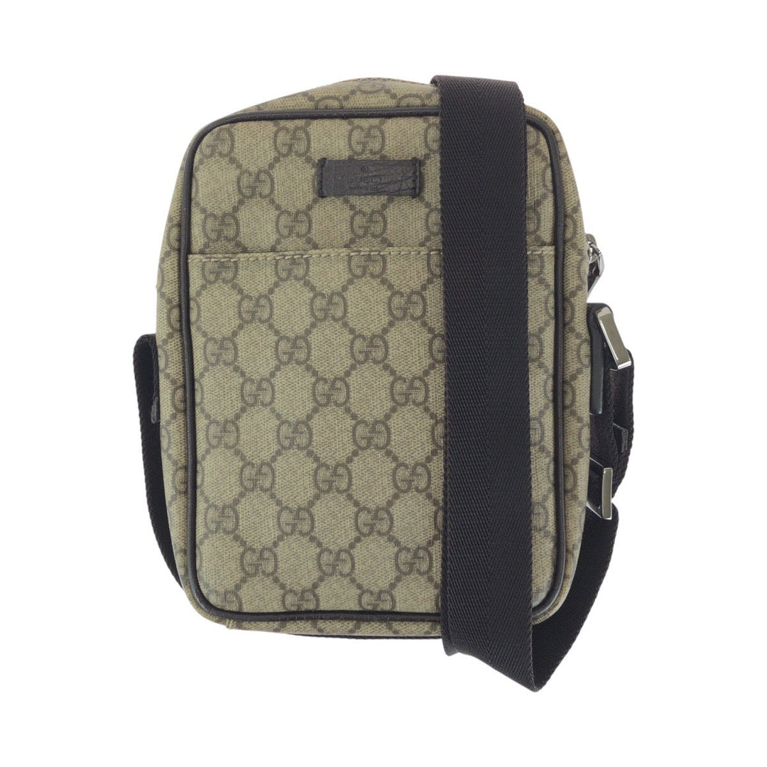 GUCCI Shoulder Bag 122754 GG Supreme canvas, leather Brown Silver Metal Shoulder Bag Pochette Unisex Women Used Authentic