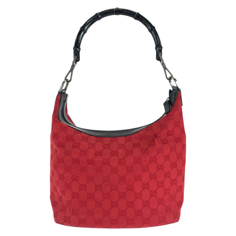 GUCCI Shoulder Bag 000 0531 GG canvas, leather Red black Bamboo Women Used Authentic