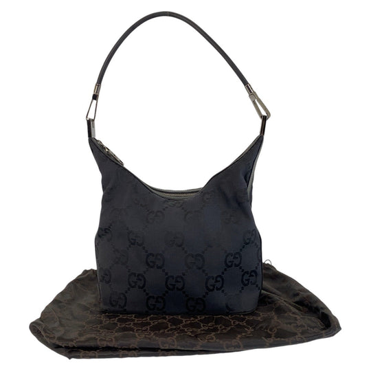 GUCCI Shoulder Bag 001 3814 GG canvas, leather black Shoulder Bag Women Used Authentic