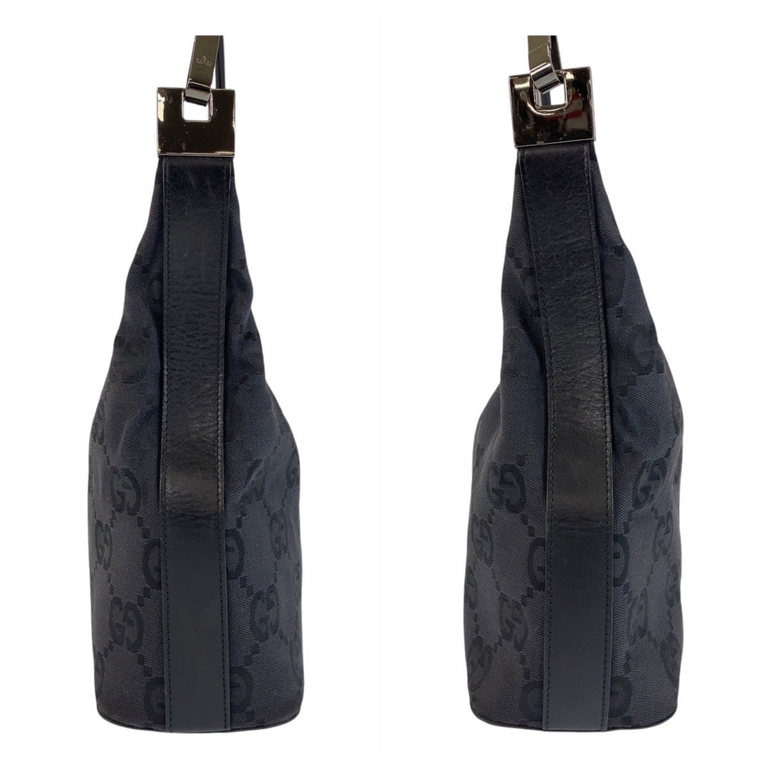 GUCCI Shoulder Bag 001 3814 GG canvas, leather black Shoulder Bag Women Used Authentic