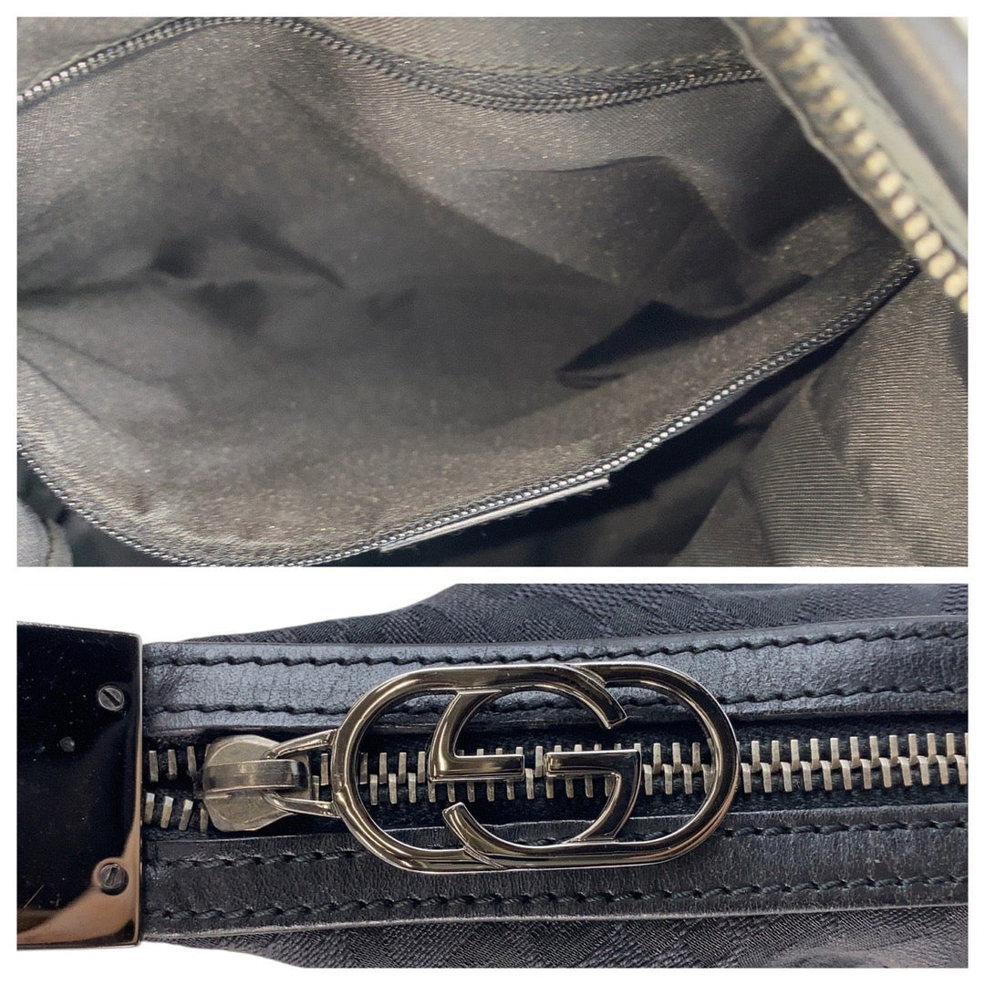 GUCCI Shoulder Bag 001 3814 GG canvas, leather black Shoulder Bag Women Used Authentic
