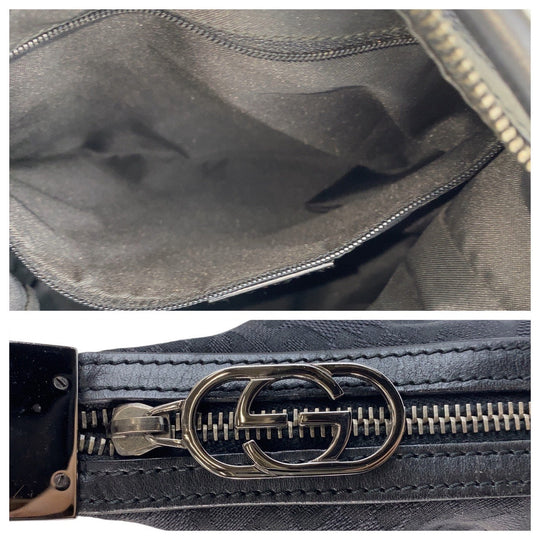 GUCCI Shoulder Bag 001 3814 GG canvas, leather black Shoulder Bag Women Used Authentic