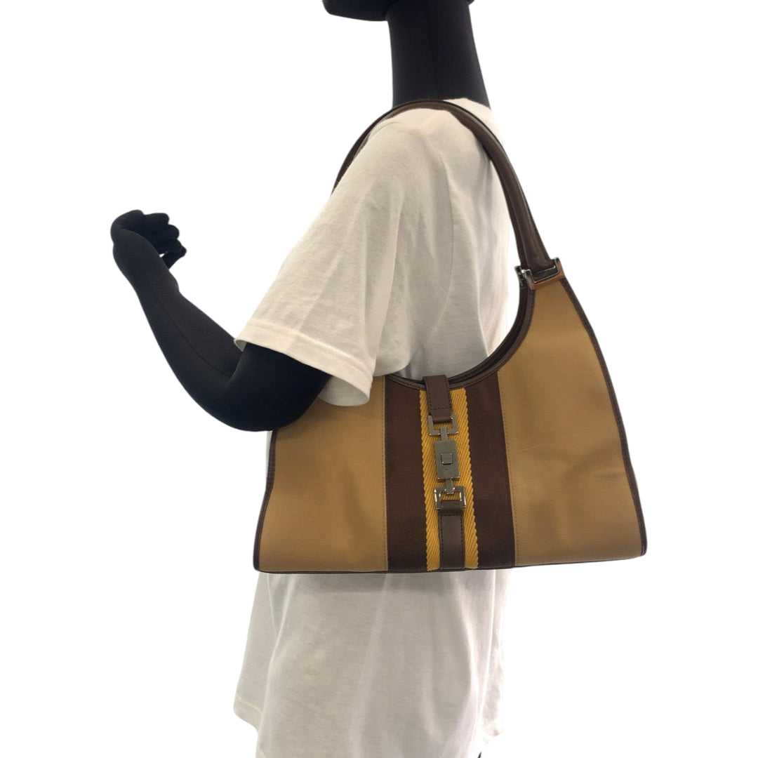 GUCCI Shoulder Bag 002 1067 GG canvas Brown One Shoulder Bag Jackie Women Used Authentic
