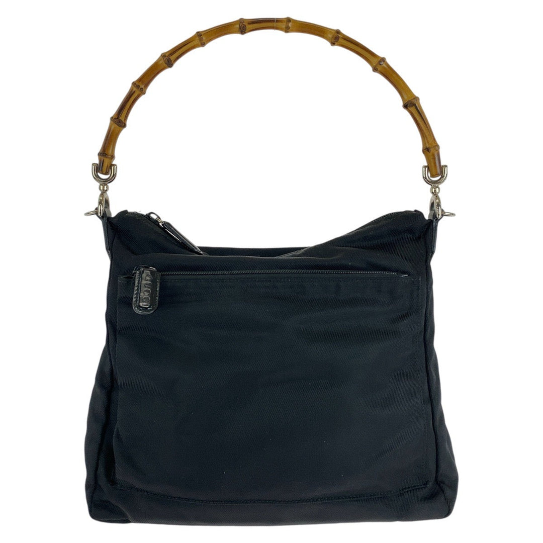 GUCCI Shoulder Bag 000 2032 0509 Canvas, Leather black Bamboo Women Used Authentic