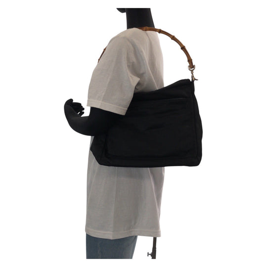 GUCCI Shoulder Bag 000 2032 0509 Canvas, Leather black Bamboo Women Used Authentic