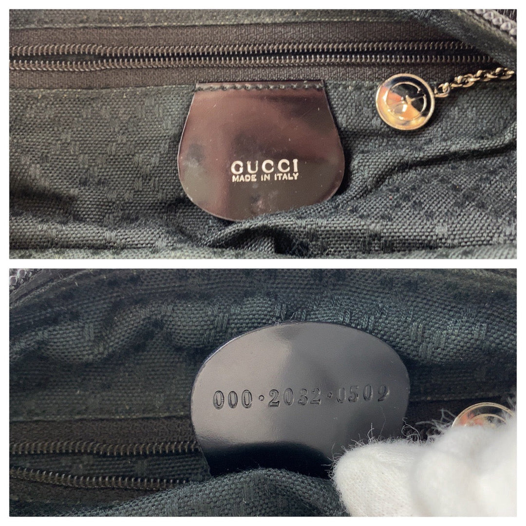 GUCCI Shoulder Bag 000 2032 0509 Canvas, Leather black Bamboo Women Used Authentic