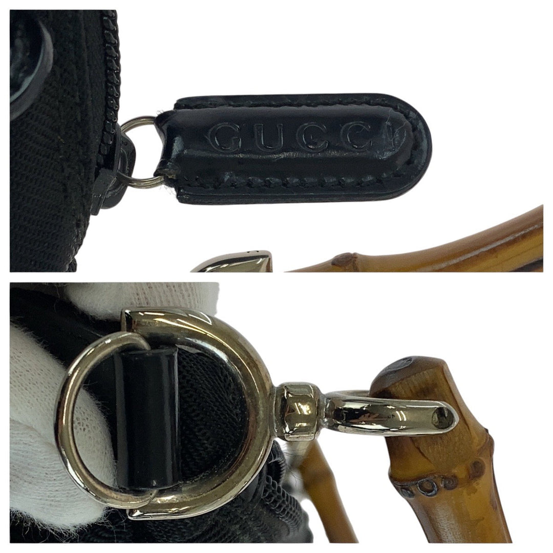 GUCCI Shoulder Bag 000 2032 0509 Canvas, Leather black Bamboo Women Used Authentic