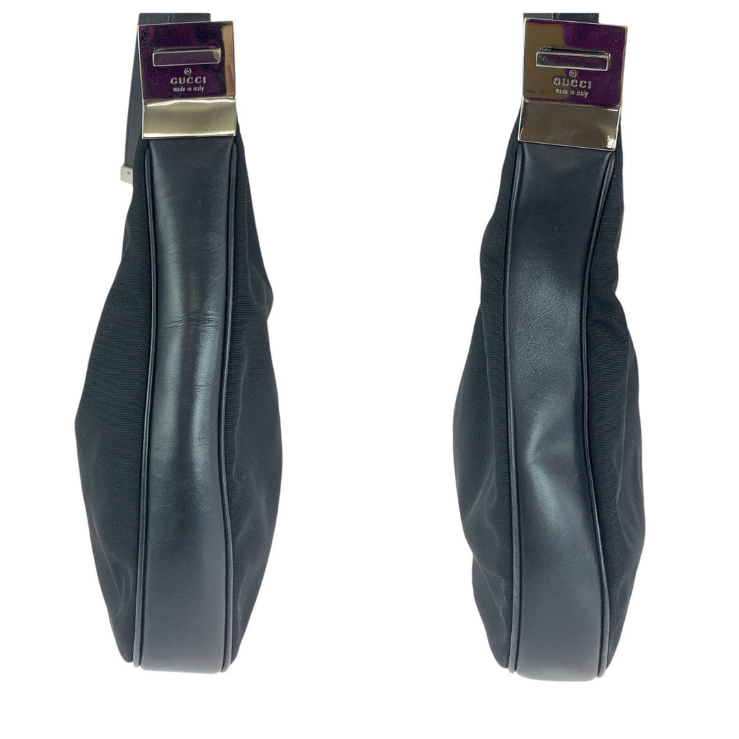 GUCCI Shoulder Bag 001 3315 Canvas, Leather BlackSilverMetal Shoulder Bag handbag Women Used Authentic