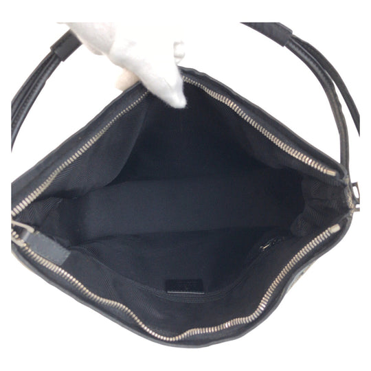 GUCCI Shoulder Bag 001 3766 GG canvas, leather Gray Black Silver Metal Shoulder Bag Women Used Authentic