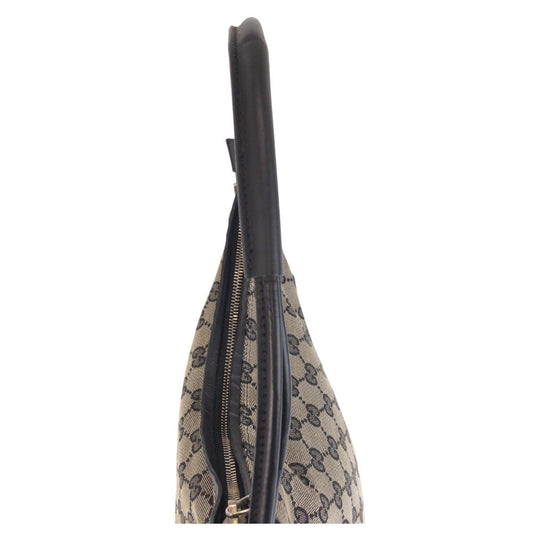 GUCCI Shoulder Bag 001 3766 GG canvas, leather Gray Black Silver Metal Shoulder Bag Women Used Authentic