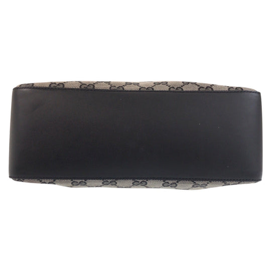 GUCCI Shoulder Bag 001 3766 GG canvas, leather Gray Black Silver Metal Shoulder Bag Women Used Authentic