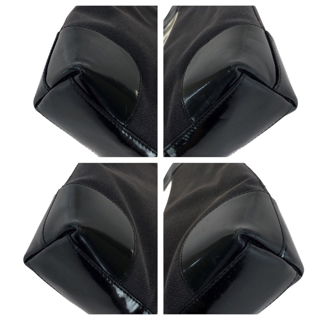 GUCCI Shoulder Bag 001 4231 Enamel, Canvas Black Gold Metal Sherry line Women Used Authentic