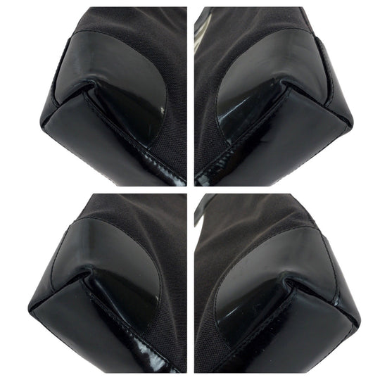 GUCCI Shoulder Bag 001 4231 Enamel, Canvas Black Gold Metal Sherry line Women Used Authentic