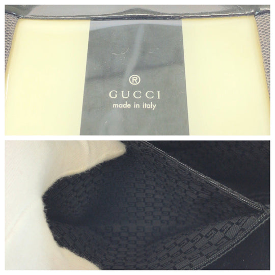 GUCCI Shoulder Bag 001 4231 Enamel, Canvas Black Gold Metal Sherry line Women Used Authentic