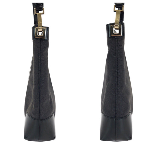 GUCCI Shoulder Bag 001 4231 Enamel, Canvas Black Gold Metal Sherry line Women Used Authentic