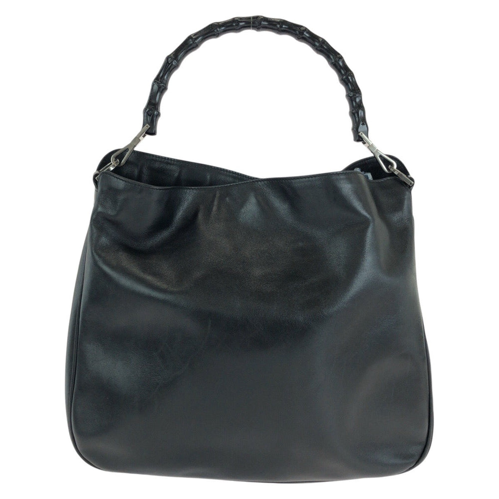 GUCCI Shoulder Bag 001 1577 leather BlackSilverMetal Shoulder Bag 2way Bamboo Women Used Authentic