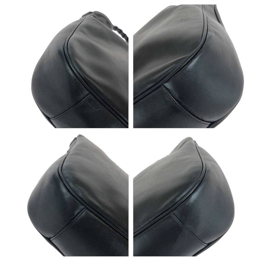 GUCCI Shoulder Bag 001 1577 leather BlackSilverMetal Shoulder Bag 2way Bamboo Women Used Authentic