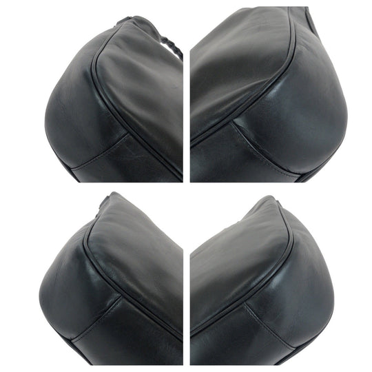 GUCCI Shoulder Bag 001 1577 leather BlackSilverMetal Shoulder Bag 2way Bamboo Women Used Authentic