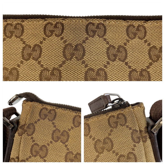 GUCCI Shoulder Bag 114273 GG canvas, leather Brown Crossbody Shoulder Bag Messenger Bag Women Used Authentic