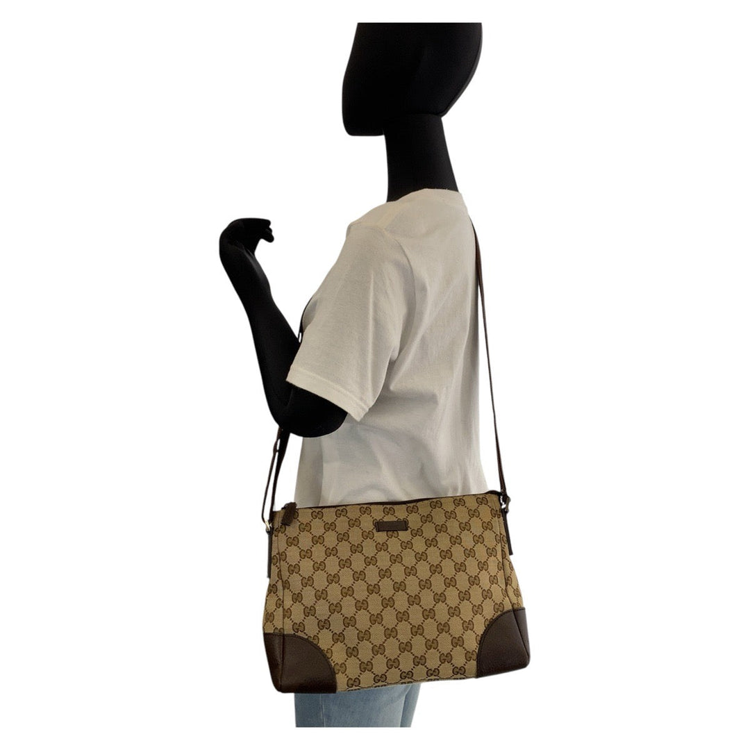 GUCCI Shoulder Bag 114273 GG canvas, leather Brown Crossbody Shoulder Bag Messenger Bag Women Used Authentic