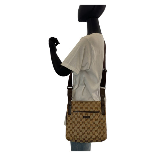 GUCCI Shoulder Bag 122793 GG canvas Brown beige Crossbody Shoulder Bag Messenger Bag Women Used Authentic