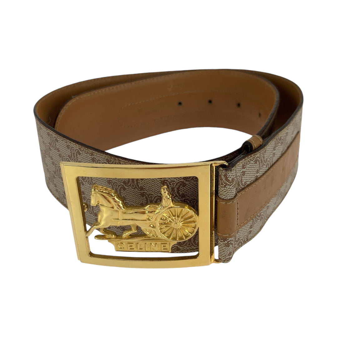 CELINE belt PVC, Leather Brown Macadam Hose carriage Women Used Authentic