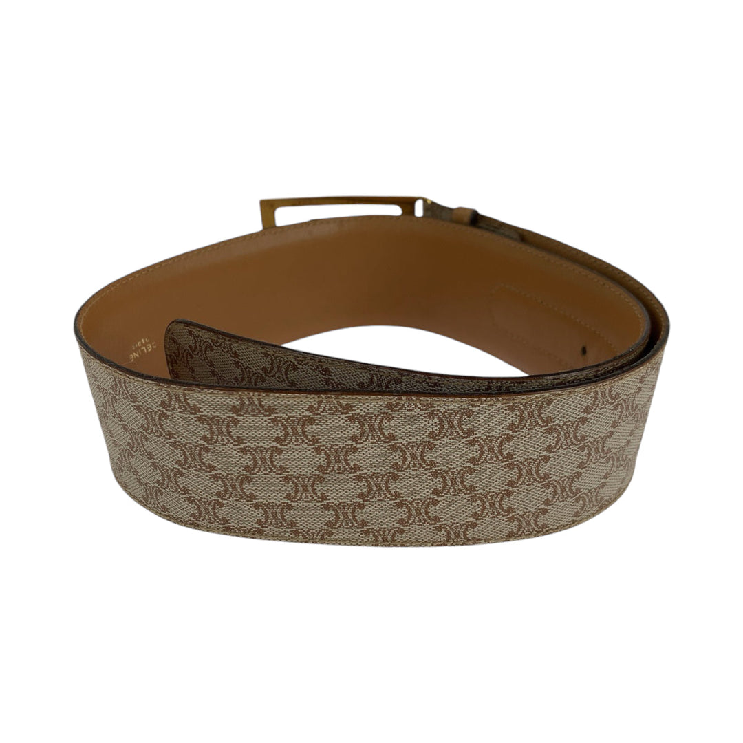 CELINE belt PVC, Leather Brown Macadam Hose carriage Women Used Authentic