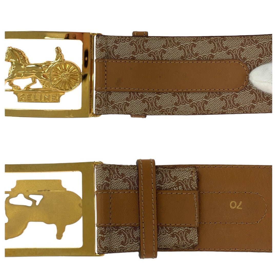 CELINE belt PVC, Leather Brown Macadam Hose carriage Women Used Authentic