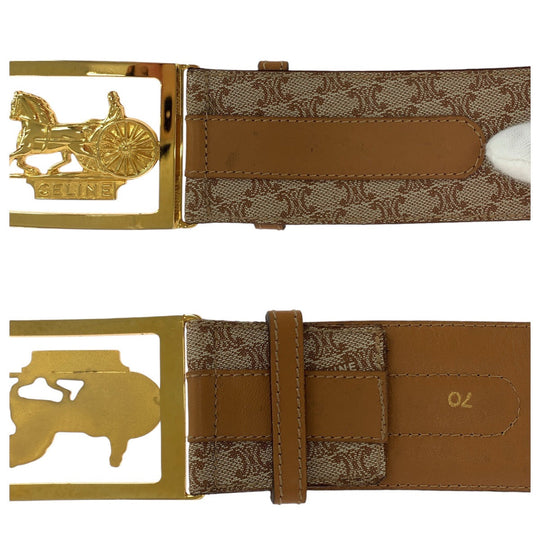 CELINE belt PVC, Leather Brown Macadam Hose carriage Women Used Authentic