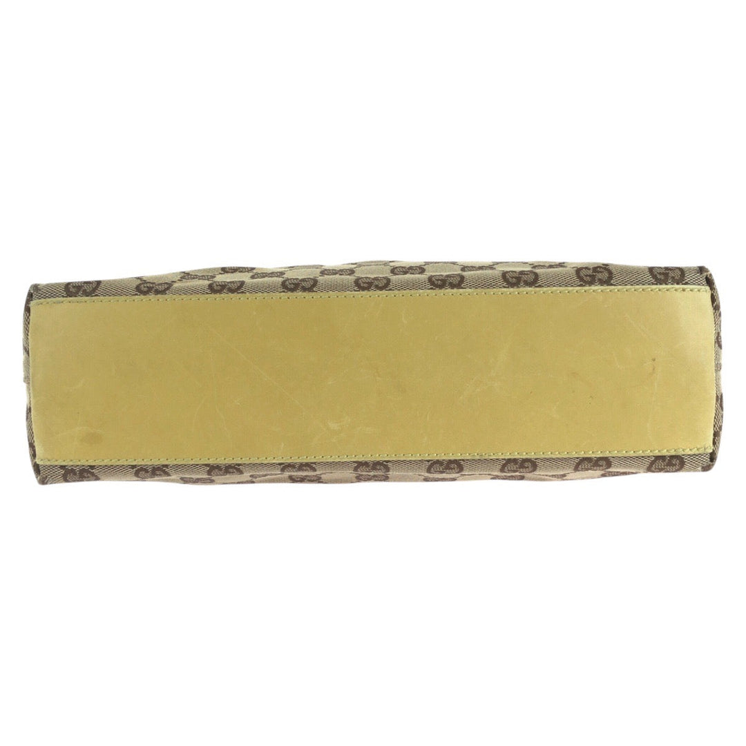 GUCCI Shoulder Bag 110291 GG canvas, leather Yellow Beige Gold Metal Jackie Women Used Authentic