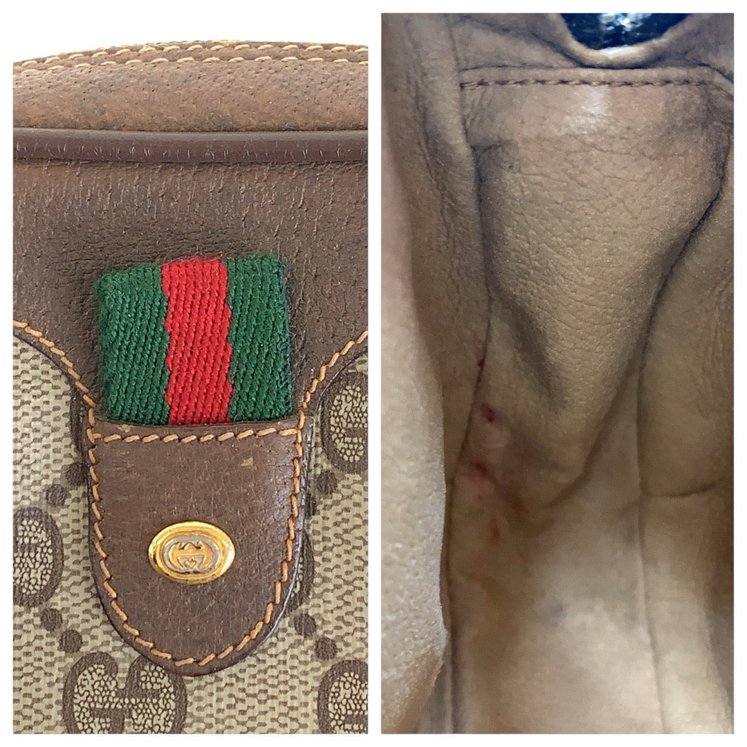 GUCCI Shoulder Bag 156 02 066 GG Supreme canvas, leather Brown Gold Metal Shoulder Bag pochette Old Gucci Women Used Authentic