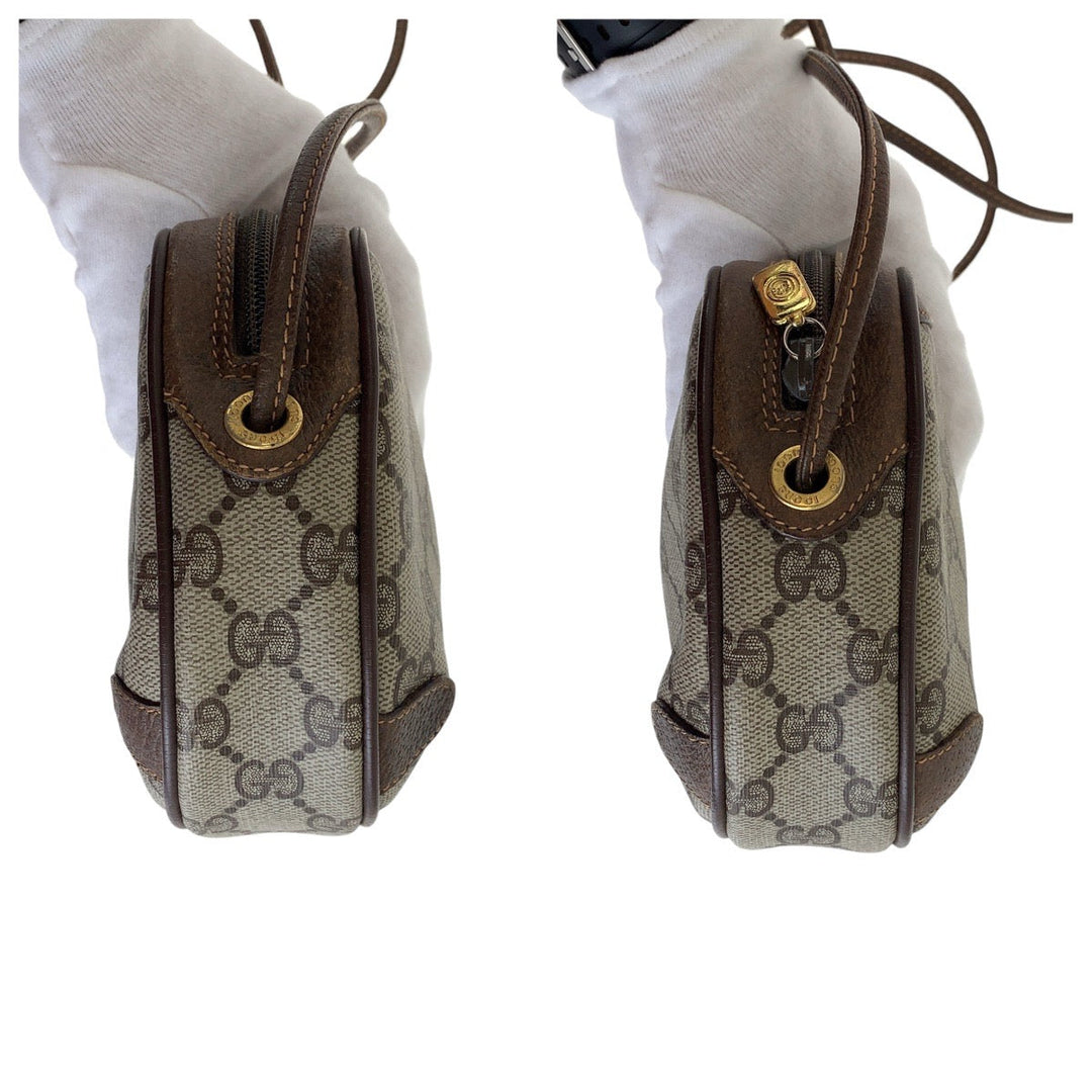 GUCCI Shoulder Bag 156 02 066 GG Supreme canvas, leather Brown Gold Metal Shoulder Bag pochette Old Gucci Women Used Authentic