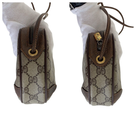 GUCCI Shoulder Bag 156 02 066 GG Supreme canvas, leather Brown Gold Metal Shoulder Bag pochette Old Gucci Women Used Authentic