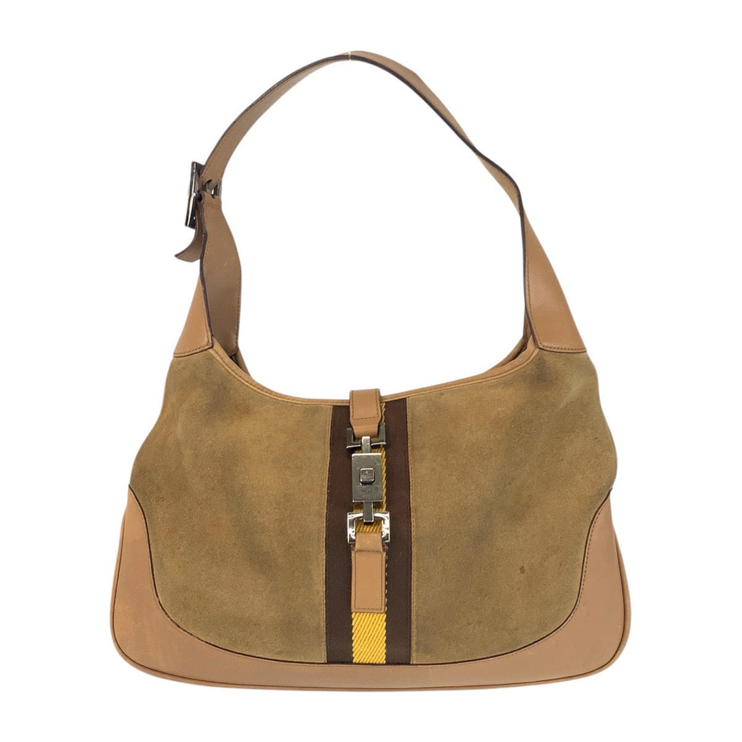 GUCCI Shoulder Bag 001.3306 2684 Suede Brown Multicolor SilverMetal Hobo Shoulder Bag Jackie Shelly Line Women Used Authentic