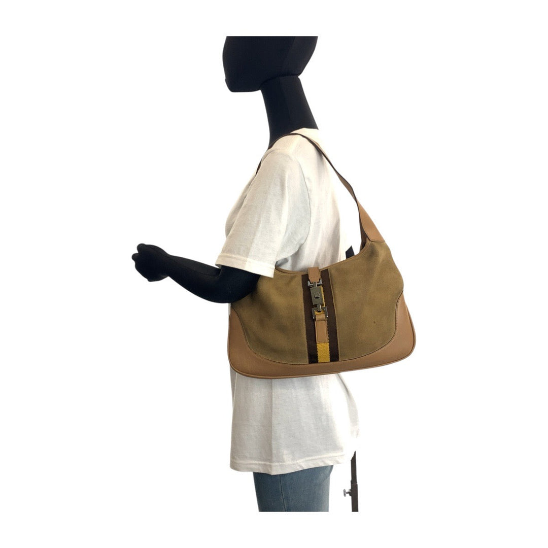 GUCCI Shoulder Bag 001.3306 2684 Suede Brown Multicolor SilverMetal Hobo Shoulder Bag Jackie Shelly Line Women Used Authentic